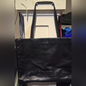 Simon Miller Black Studio Market Tote - Large Embossed Logo Vegan Leather Bag